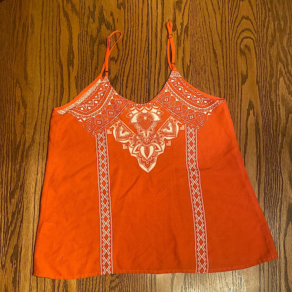 Juniors orange and white tank top
